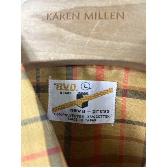 VINTAGE BVD Plaid Button Down Men’s Shirt Size L neva-press Made In Japan Rare - Picture 2 of 7